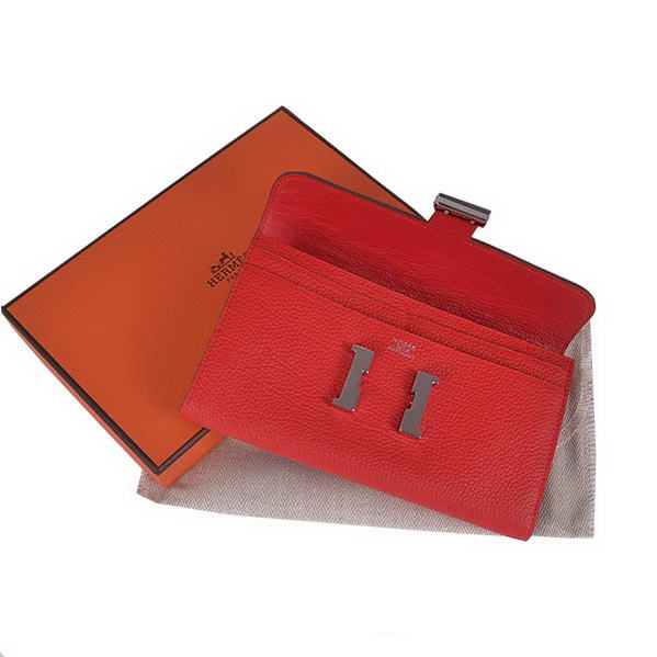 Cheap Fake Hermes Constance Long Wallets Red Calfskin Leather Silver - Click Image to Close